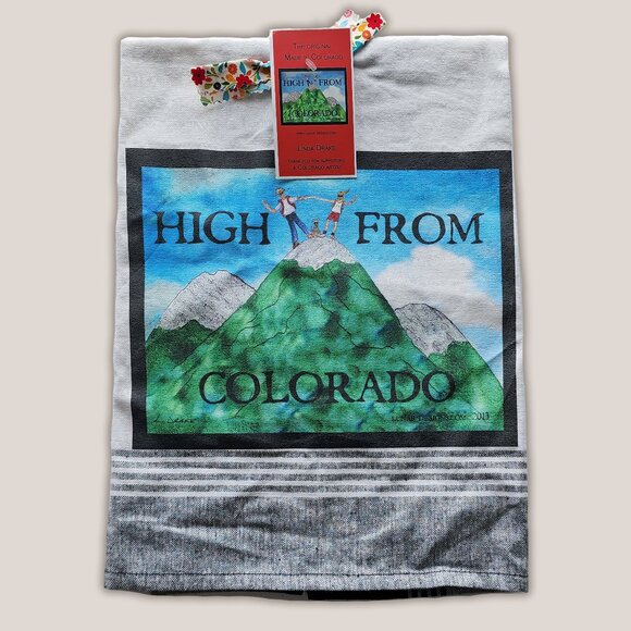 NEW "High From Colorado" by Linda Drake Dish Tea Towel COLORADO ARTIST Mountains - Picture 1 of 4